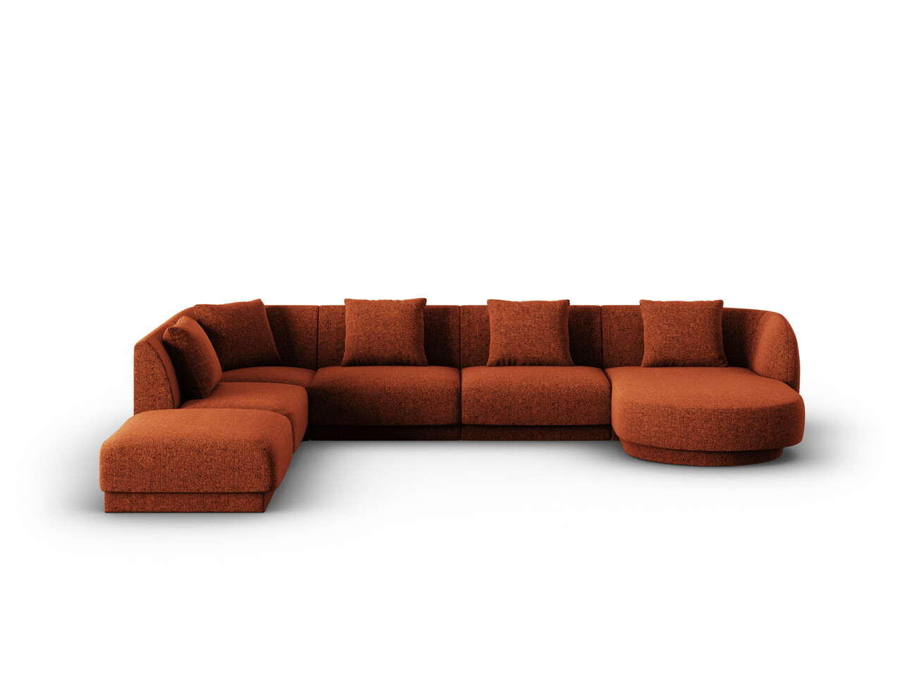 Coltar panoramic stanga 6 locuri, Tulum, Cosmopolitan Design, 330x255x70 cm, tesatura chenille, teracota - imagine 6